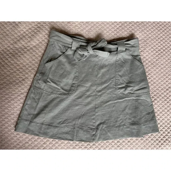 Garnet Hill Women's Skort 100% Cotton Size 12 Gray‎ Tie - Picture 1 of 7